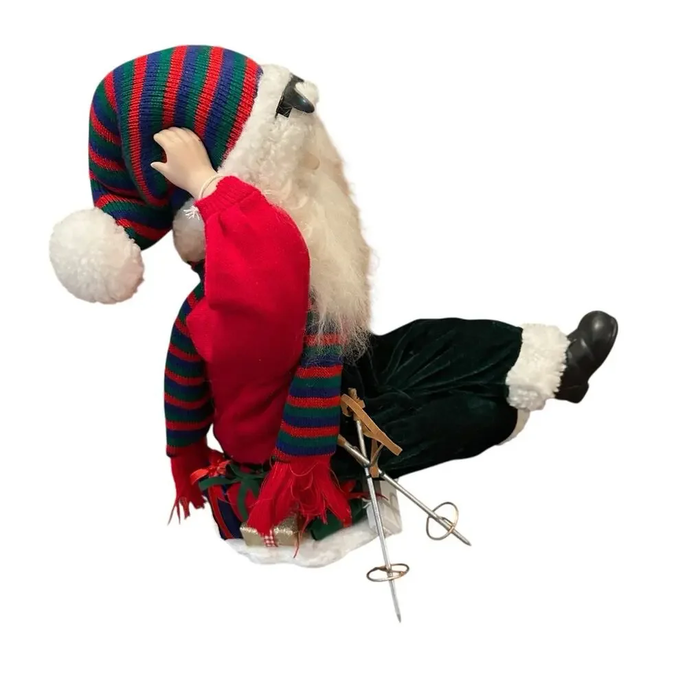 Vtg JCPenney Christmas Wipe Out Skier Santa‎ 14” Figurine Beanie Sunglasses Hat
